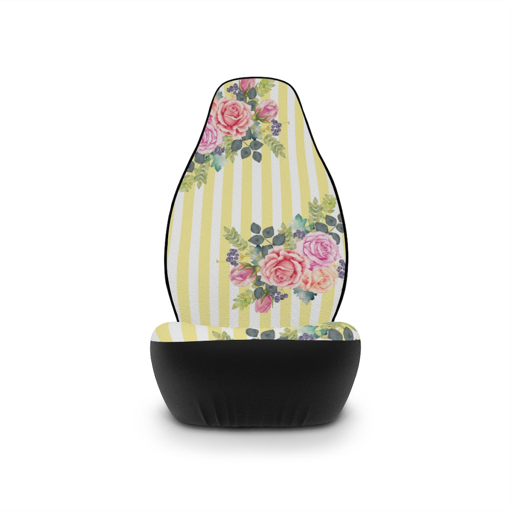 Cottage floral stripes | yellow | car seat covers