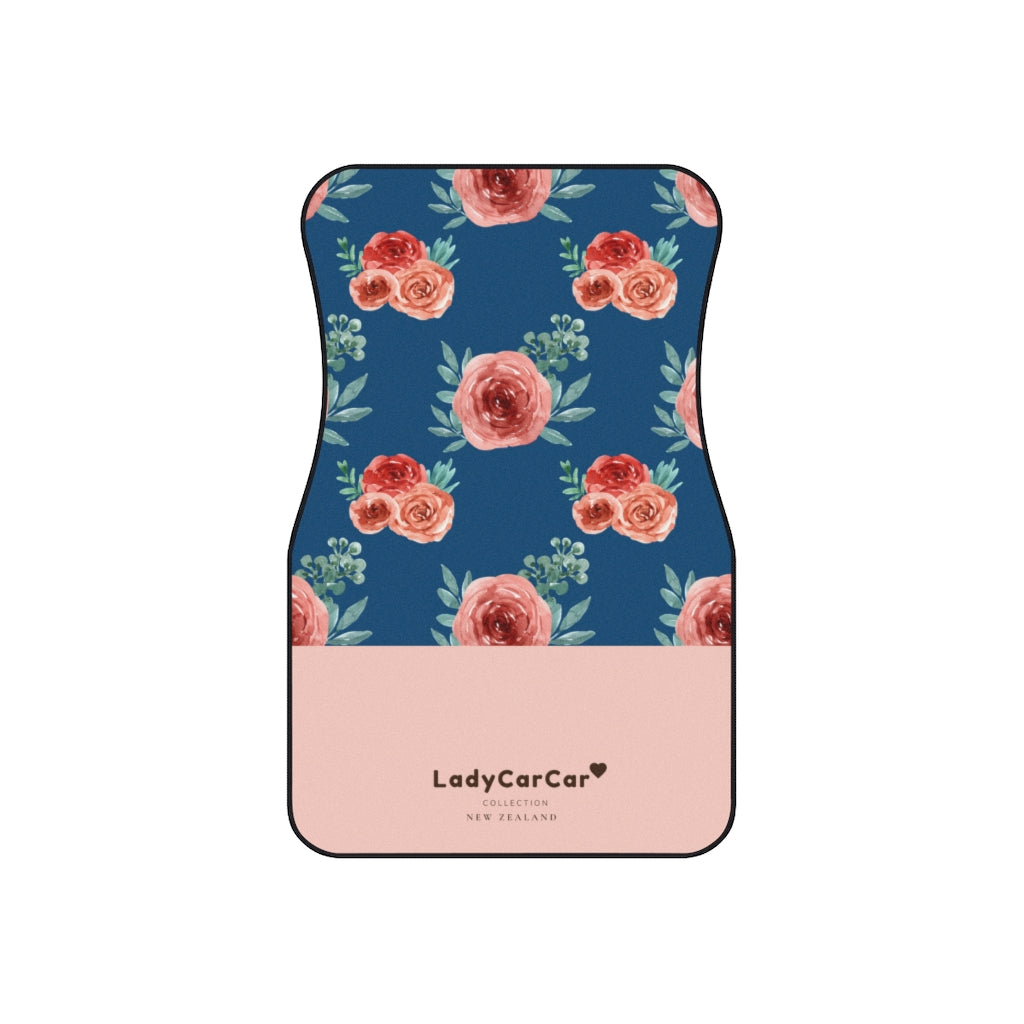 Garden rose I | pink and blue | front car floor mats