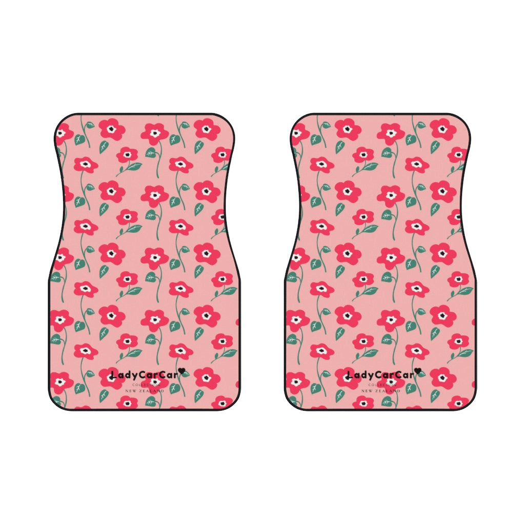 Floral medley | pink and red | front car floor mats