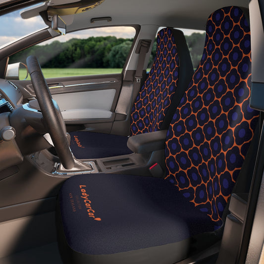 Chic quatrefoil I | orange and blue | car seat covers