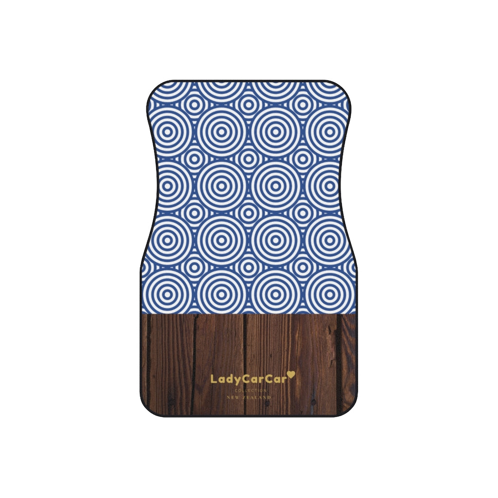 Onsen whimsy I | blue and wood | front car floor mats