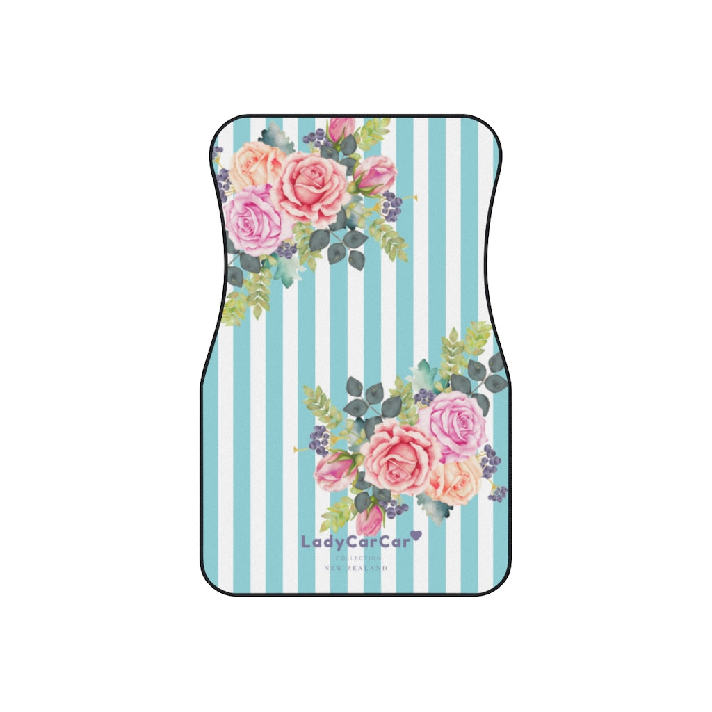 Cottage floral stripes | blue | front car floor mats