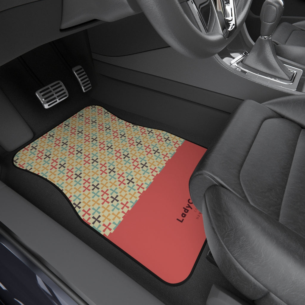 Colourful cross pattern I | orange | front car floor mats