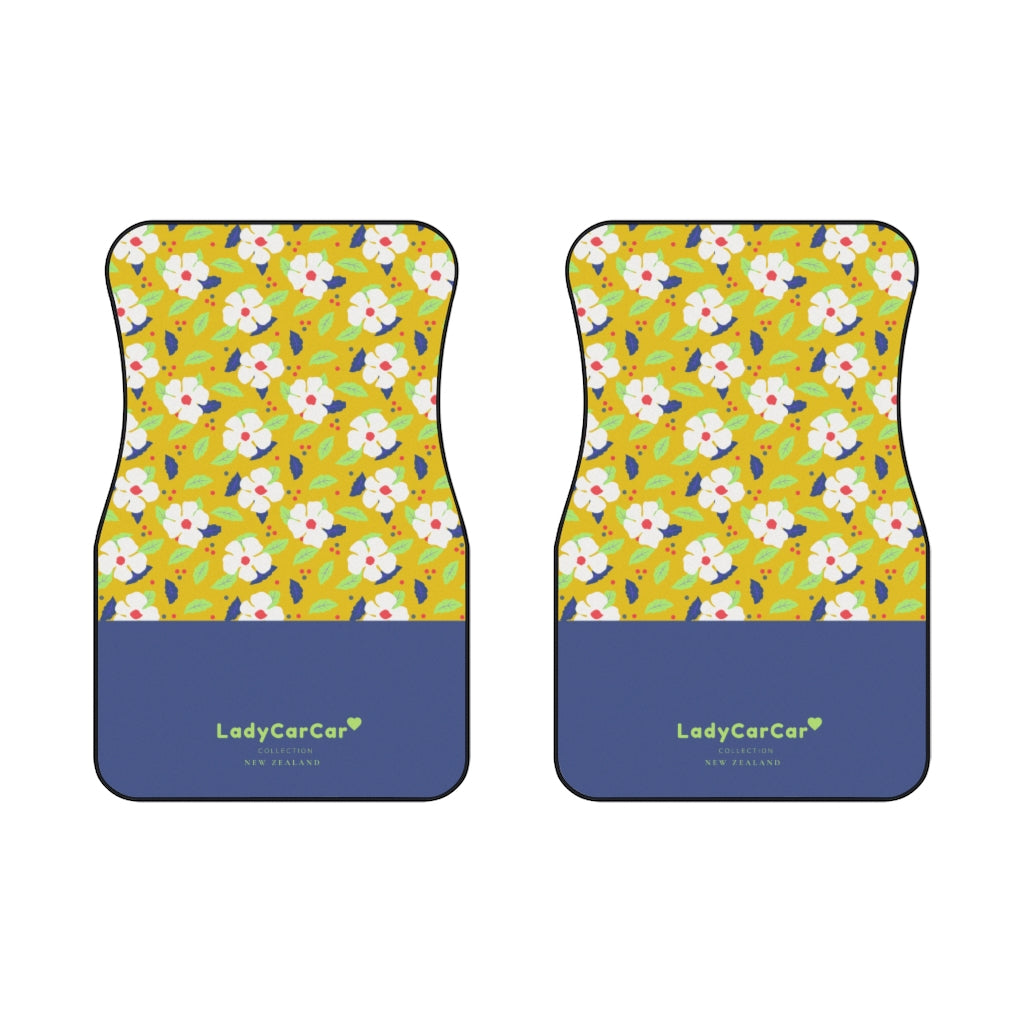 Busy lizzies garden | blue | front car floor mats