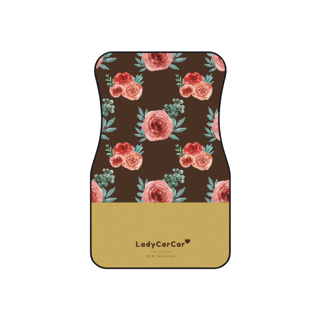 Garden rose I | mustard and brown | front car floor mats