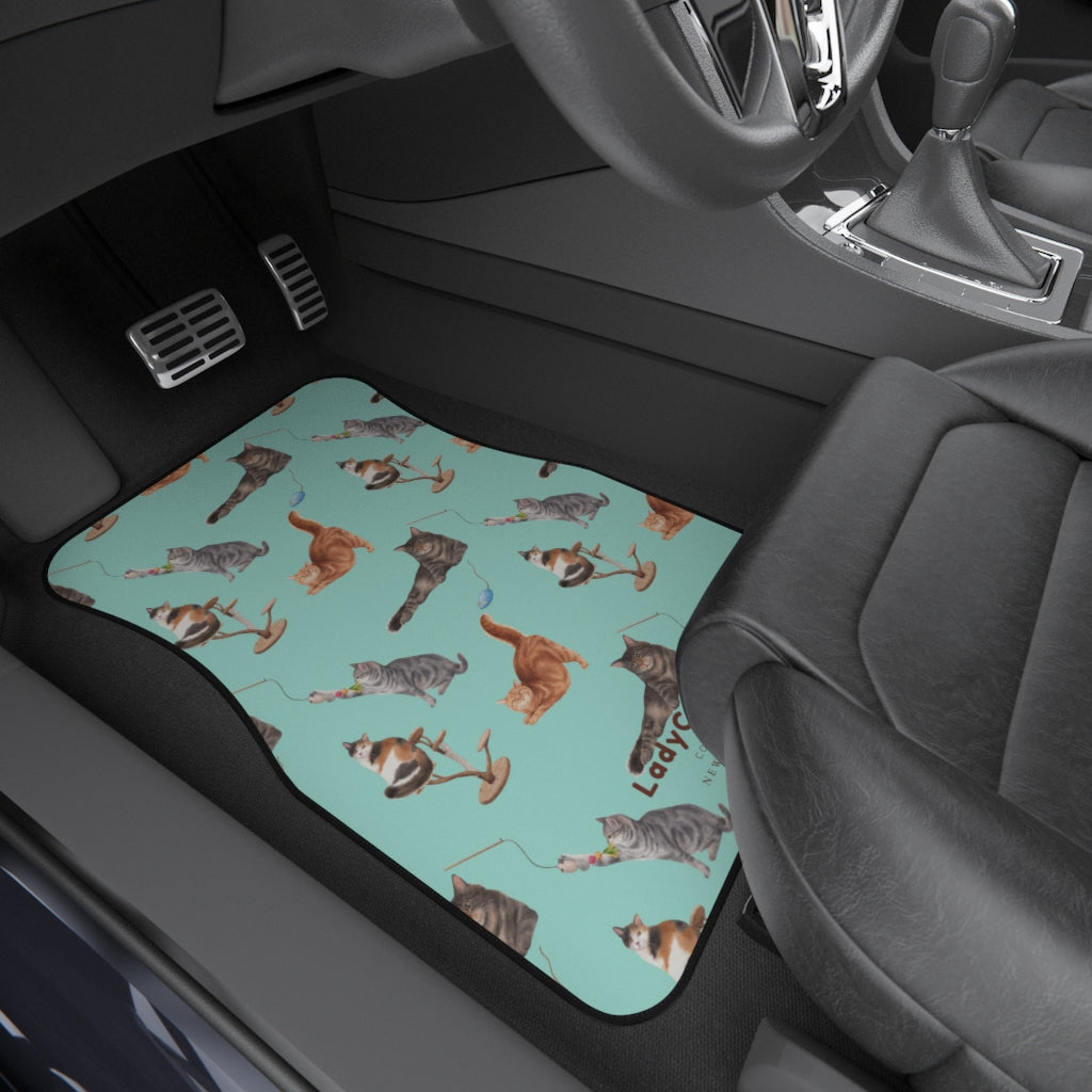 Cat playground II | mint | front car floor mats