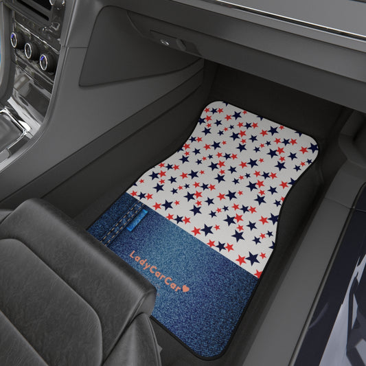 Starable I | red and denim | front car floor mats