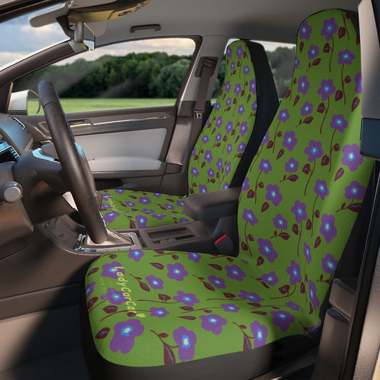 Floral medley | purple and forest green | car seat covers