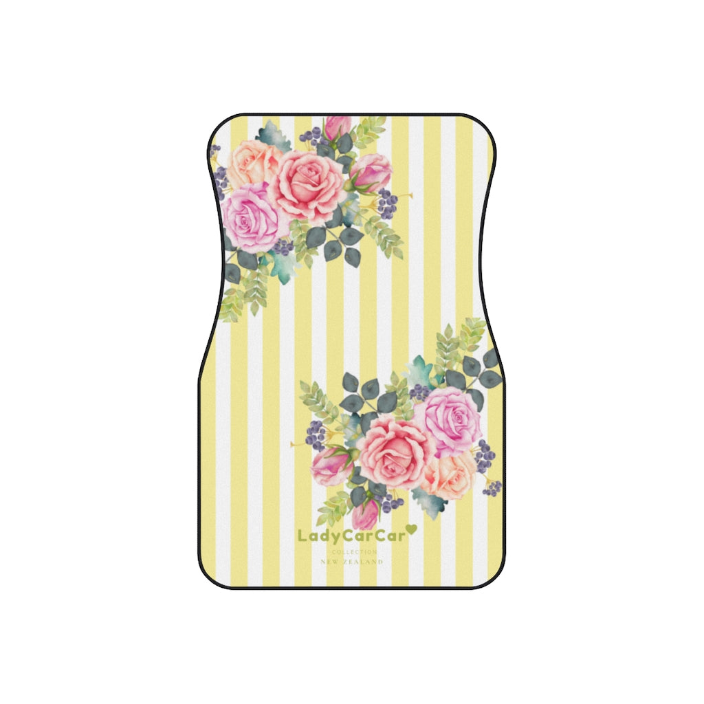 Cottage floral stripes | yellow | front car floor mats