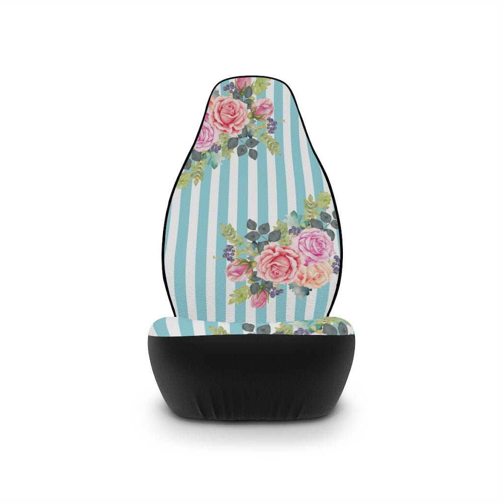 Cottage floral stripes | blue | car seat covers